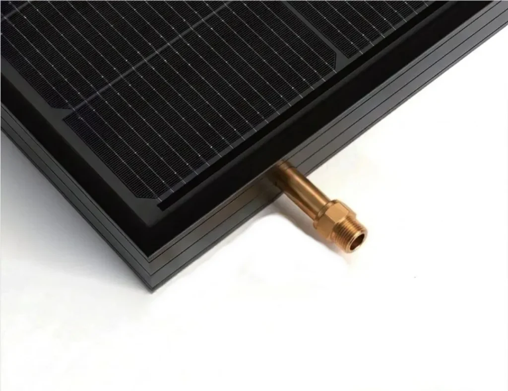 Direct expansion PVT module structure showing refrigerant-based thermal collection behind the photovoltaic surface